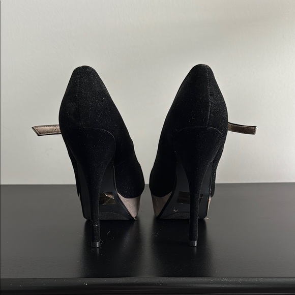 Rue21 Black and Gray/Tan Platform Heels Sz SM - Picture 6 of 13